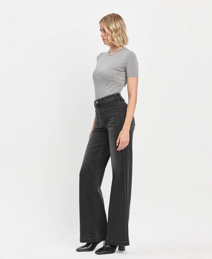 VERVET by FLYING MONKEY - HIGH RISE WIDE TROUSER JEANS