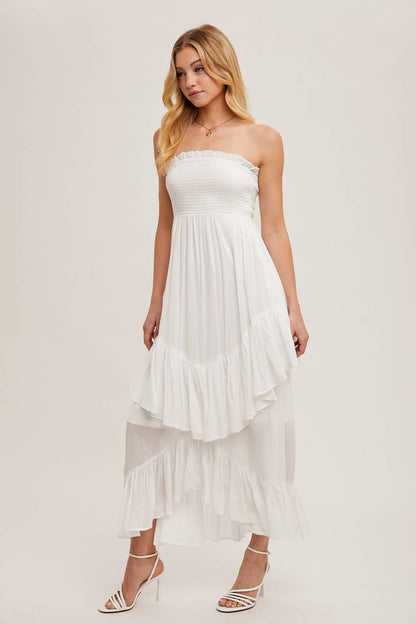 BOHO RUFFLE MIDI DRESS