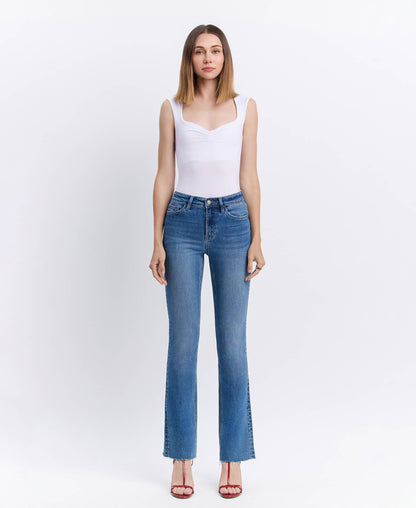 Lovervet - HIGH RISE CLEAN CUT RAW HEM BOOTCUT JEANS