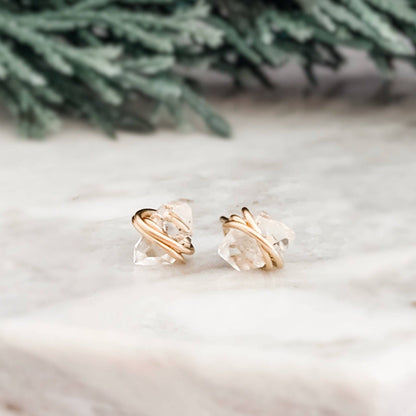 Barberry & Lace Handmade Jewelry - Herkimer Diamond Earrings | 14k Gold Fill & Sterling Silver