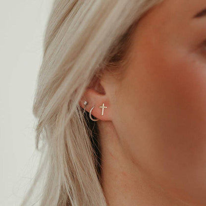 Barberry & Lace Handmade Jewelry - Cross Stud Earrings | 14k Gold Fill & Sterling Silver