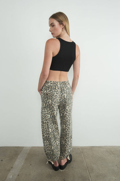 Aaron & Amber - LEOPARD PRINT RELAXED FIT PULL-ON PANTS