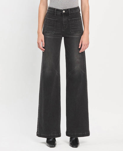 VERVET by FLYING MONKEY - HIGH RISE WIDE TROUSER JEANS