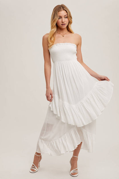 BOHO RUFFLE MIDI DRESS