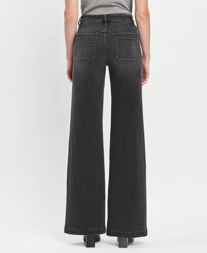 VERVET by FLYING MONKEY - HIGH RISE WIDE TROUSER JEANS
