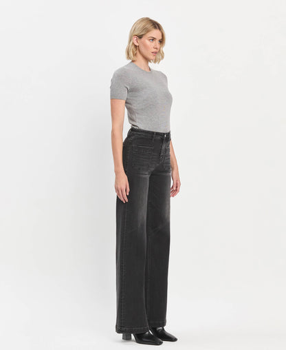 VERVET by FLYING MONKEY - HIGH RISE WIDE TROUSER JEANS