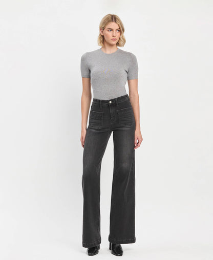 VERVET by FLYING MONKEY - HIGH RISE WIDE TROUSER JEANS