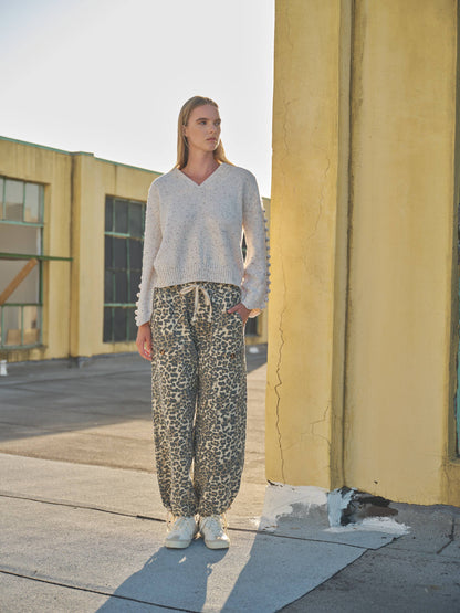 Aaron & Amber - LEOPARD PRINT RELAXED FIT PULL-ON PANTS