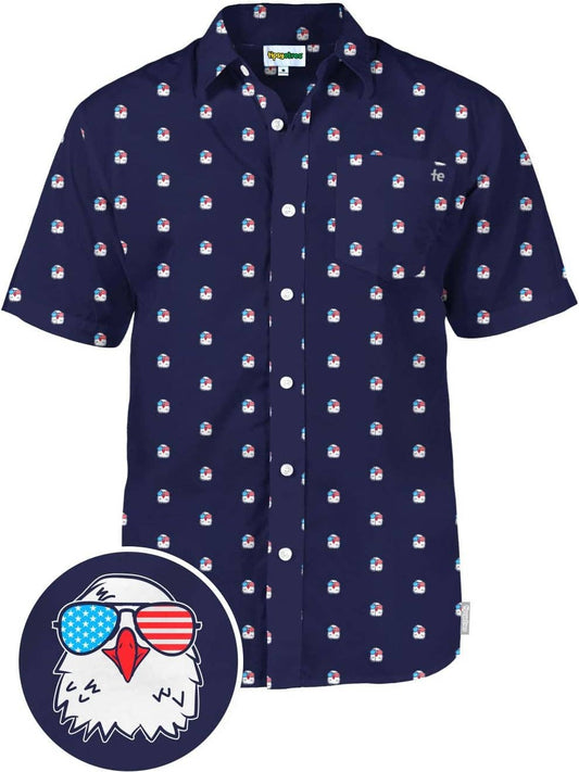 Regal Eagle Men's Hawaiian Shirt - Patriotic USA Button Down