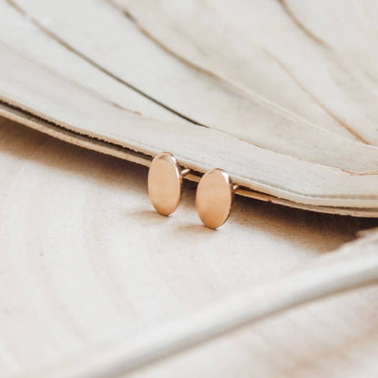 Barberry & Lace Handmade Jewelry - Oval Stud Earrings | 14k Gold Fill & Sterling Silver