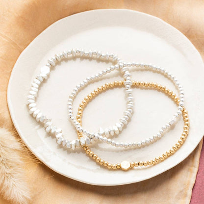 Scout Curated Wears - Mini Metal Stacking Bracelet - Mixed Beads Silver