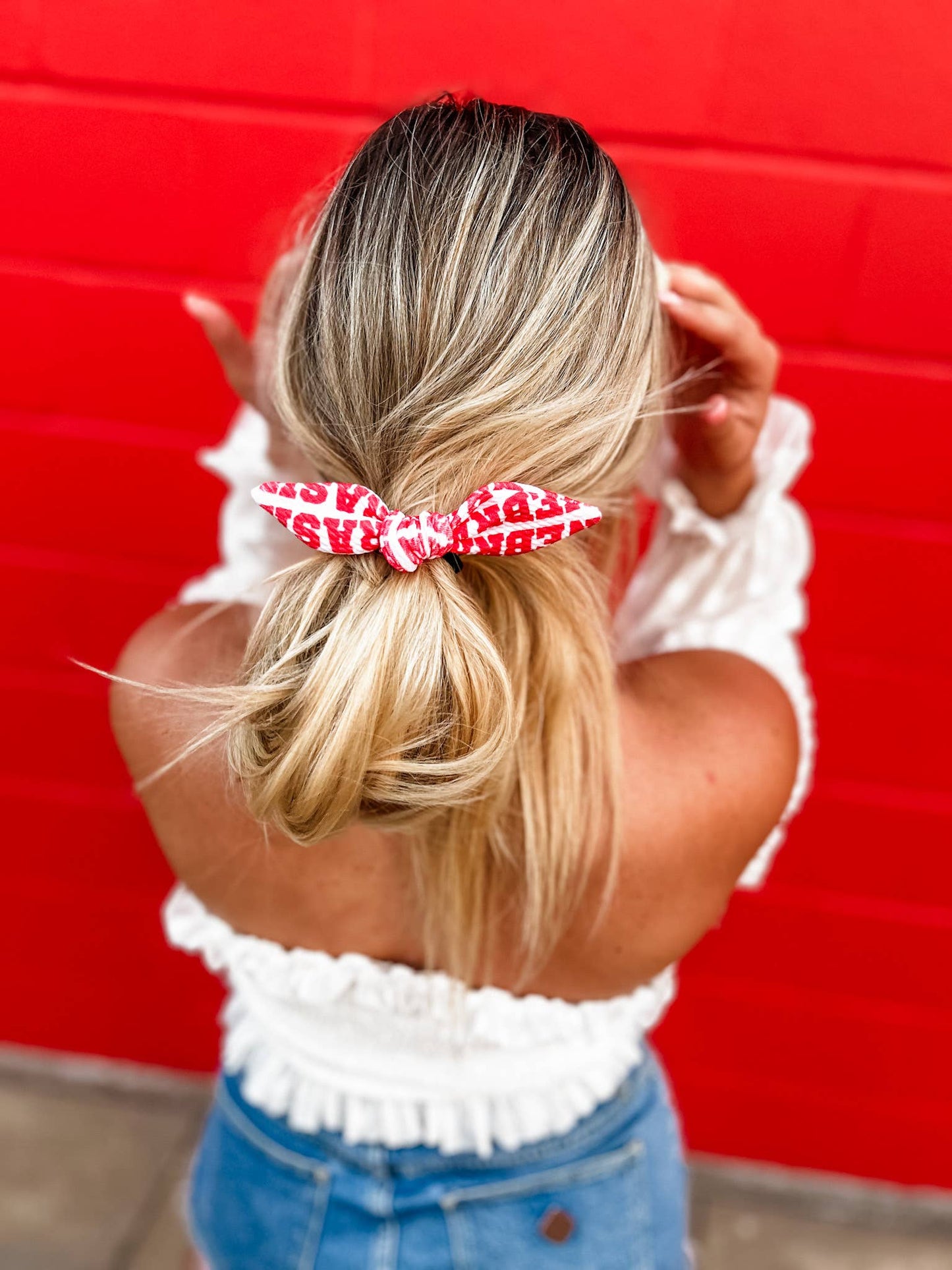 Ruby Red & Co. - Nebraska Printed Red Pony Bow