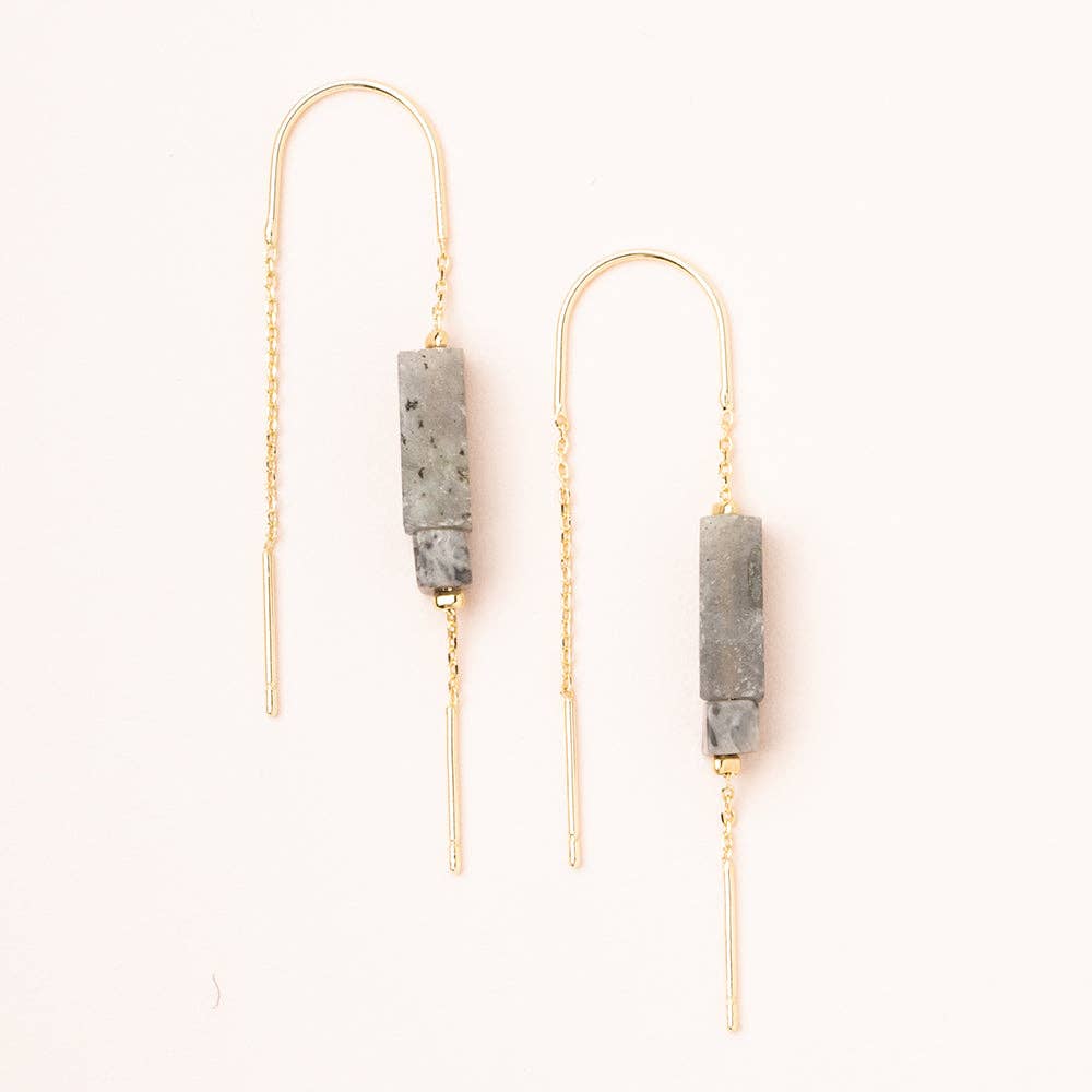 Scout Curated Wears - Rectangle Stone Earring - Labradorite/Black/Gold