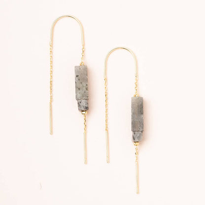Scout Curated Wears - Rectangle Stone Earring - Labradorite/Black/Gold