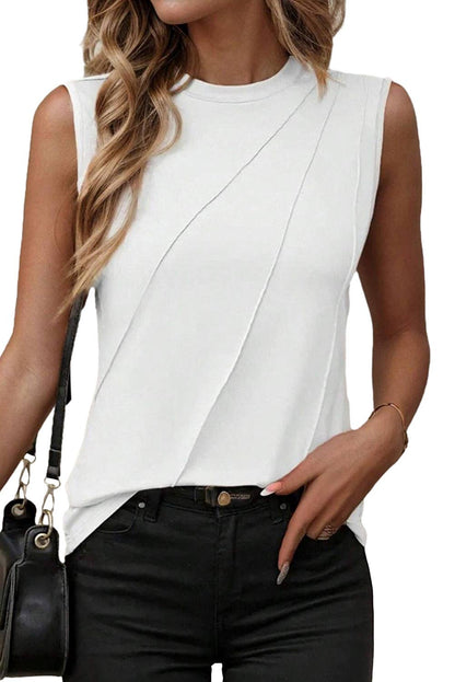 White Pleated Tank Top