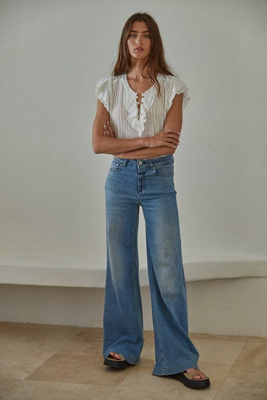 By Together - L6502 | Cotton Linen Ruffle Top