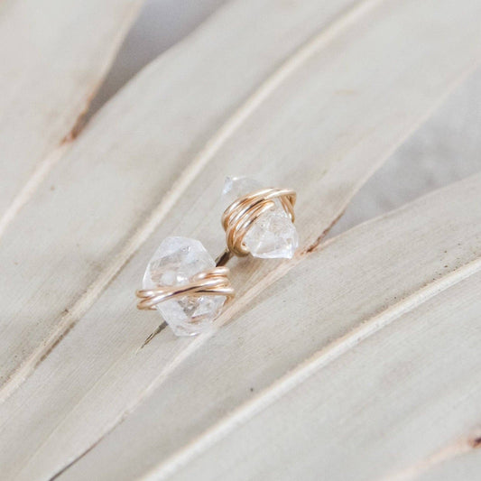 Barberry & Lace Handmade Jewelry - Herkimer Diamond Earrings | 14k Gold Fill & Sterling Silver