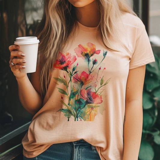 Summer Floral Watercolor Tee