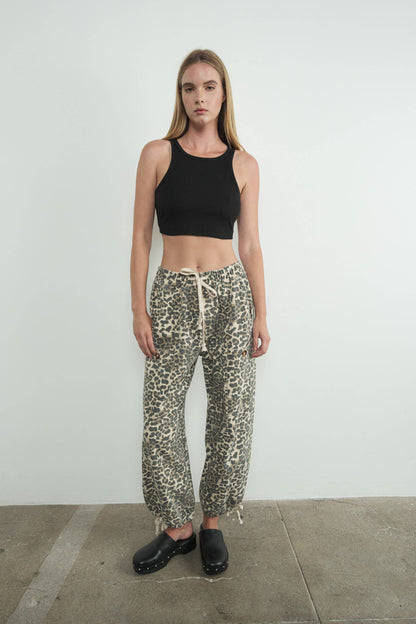 Aaron & Amber - LEOPARD PRINT RELAXED FIT PULL-ON PANTS