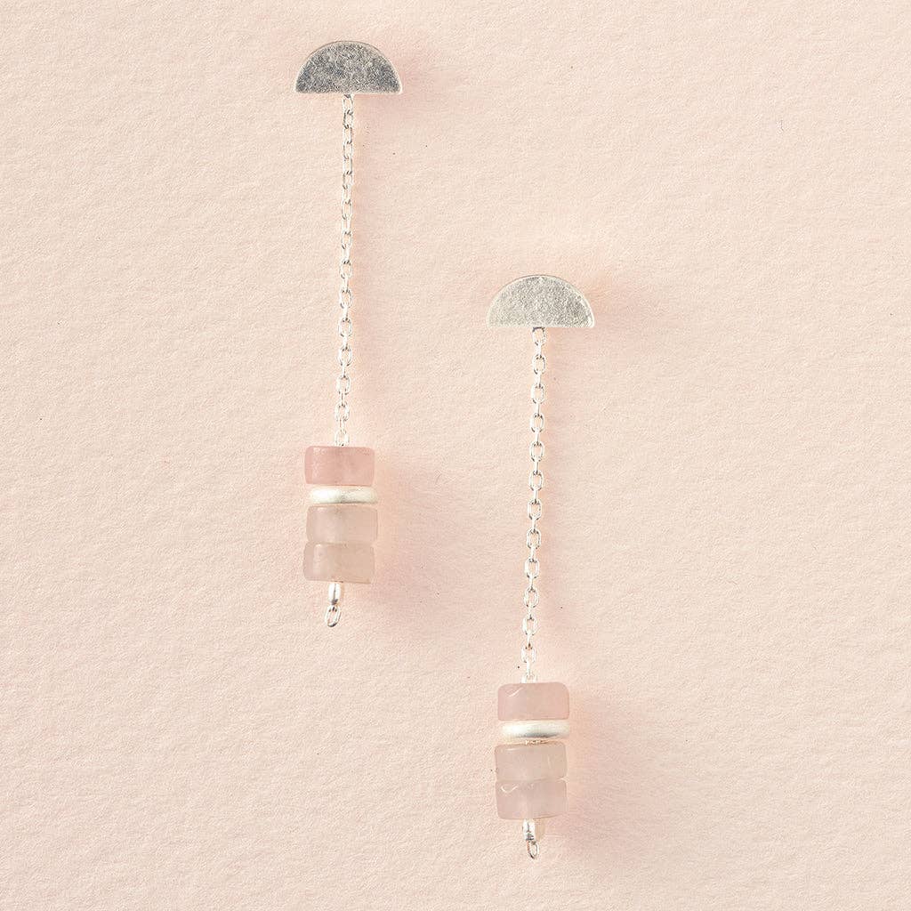 Scout Curated Wears - Stone Meteor Thread/Jacket Earring - Rose Quartz/Silver