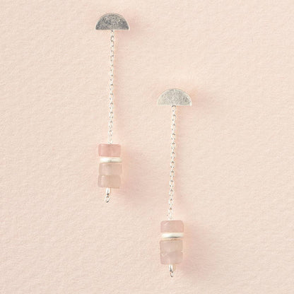 Scout Curated Wears - Stone Meteor Thread/Jacket Earring - Rose Quartz/Silver