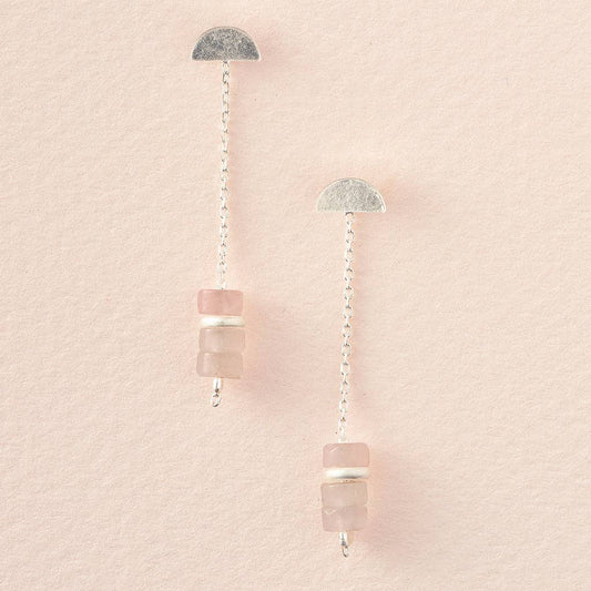 Scout Curated Wears - Stone Meteor Thread/Jacket Earring - Rose Quartz/Silver