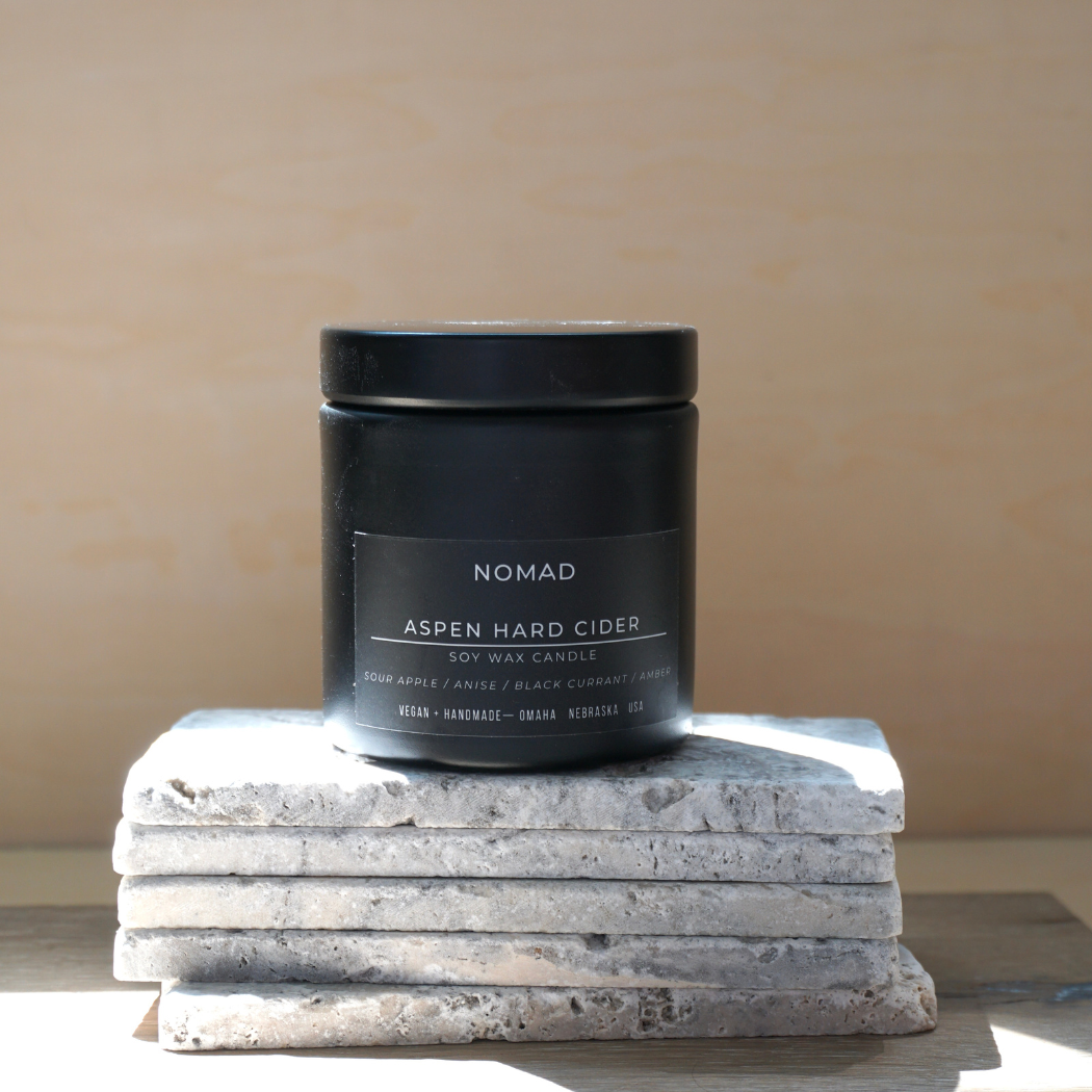 Nomad Wax Co. - Aspen Hard Cider Fall/Winter Candle - 9oz Matte Black