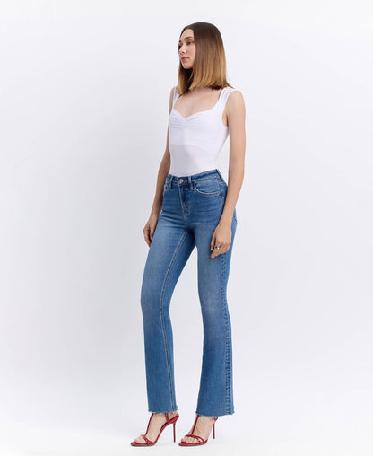 Lovervet - HIGH RISE CLEAN CUT RAW HEM BOOTCUT JEANS