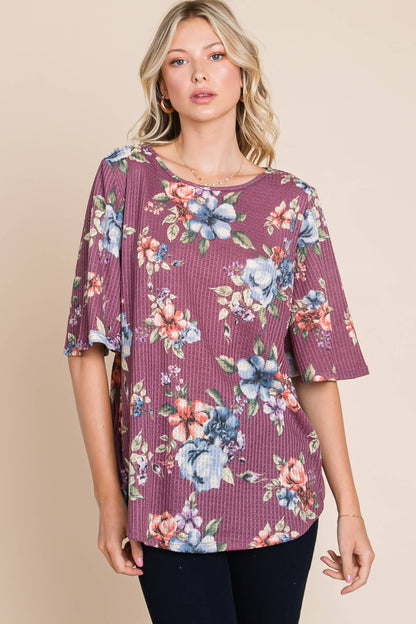 BOMBOM - FLORAL WAFFLE KNIT