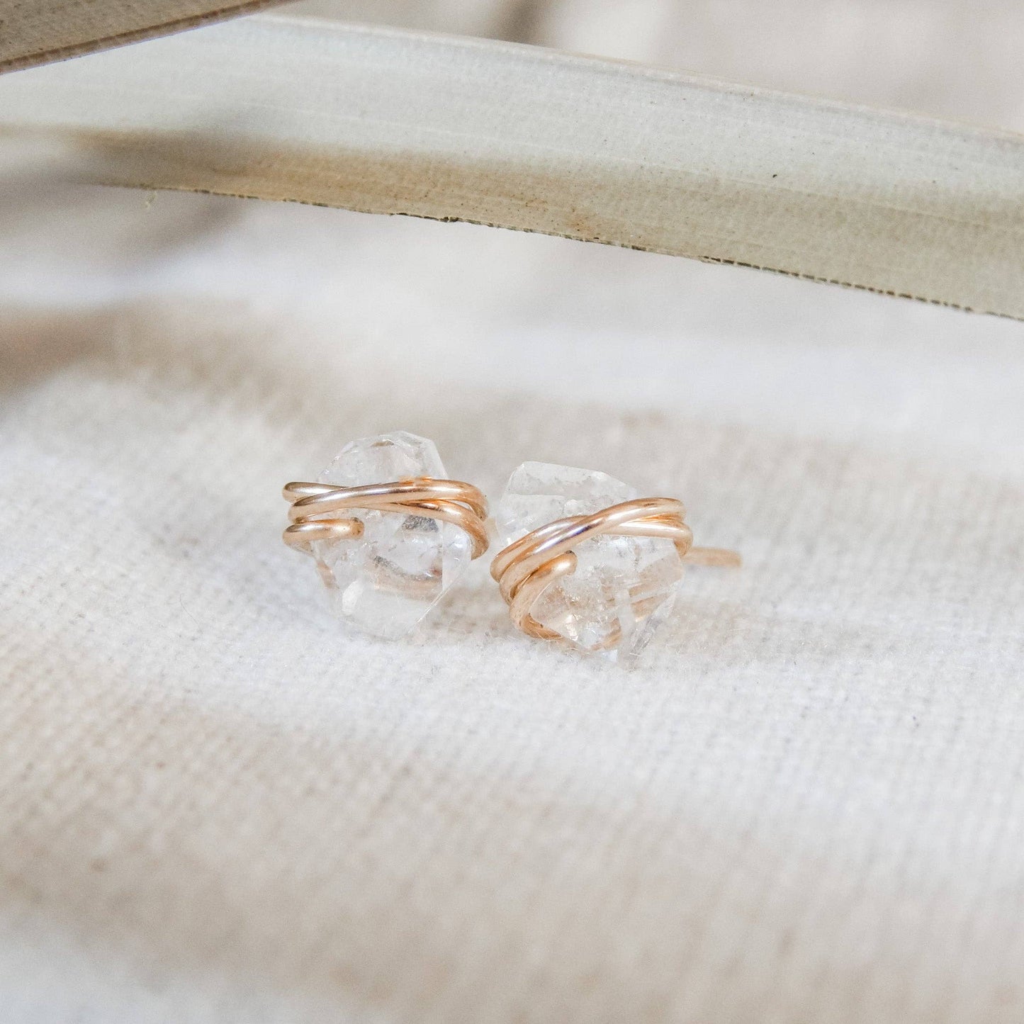 Barberry & Lace Handmade Jewelry - Herkimer Diamond Earrings | 14k Gold Fill & Sterling Silver