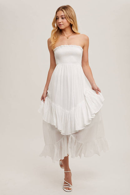 BOHO RUFFLE MIDI DRESS