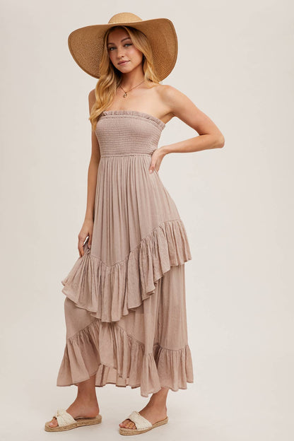 BOHO RUFFLE MIDI DRESS