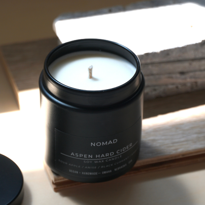 Nomad Wax Co. - Aspen Hard Cider Fall/Winter Candle - 9oz Matte Black
