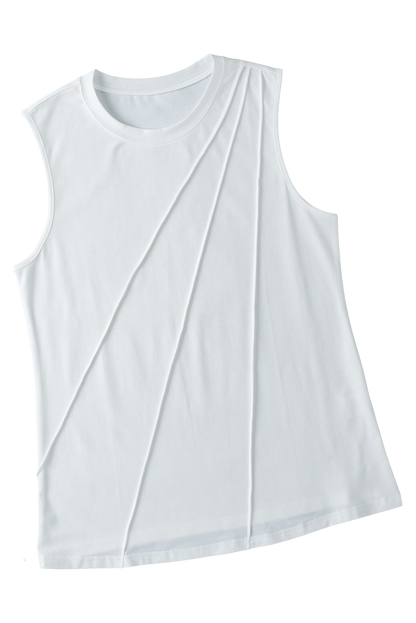 White Pleated Tank Top