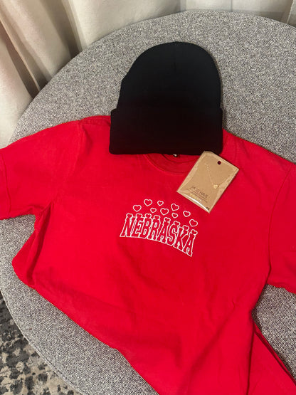 Nebraska Hearts (Embroidered) T-shirt