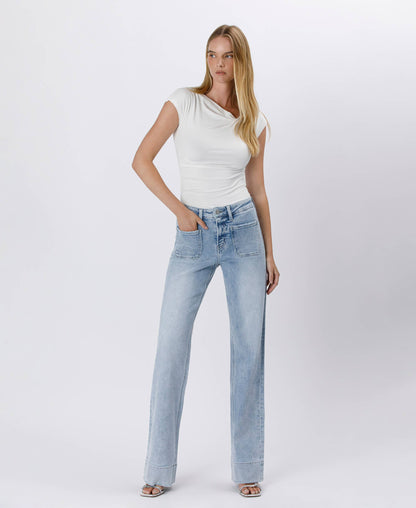 Lovervet by VERVET - HIGH RISE TROUSER HEM FLARE