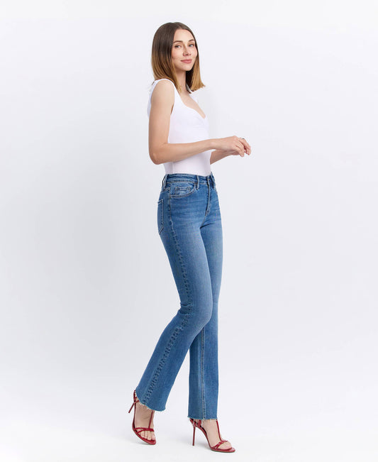 Lovervet - HIGH RISE CLEAN CUT RAW HEM BOOTCUT JEANS