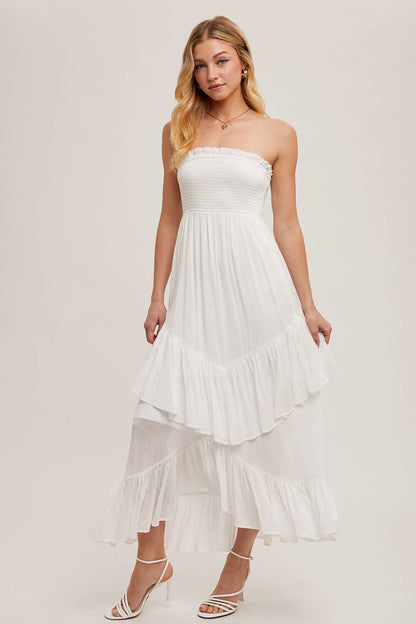 BOHO RUFFLE MIDI DRESS