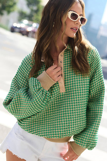 La Miel - Textured Snap Button Top