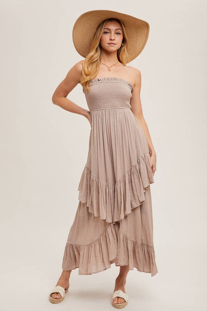 BOHO RUFFLE MIDI DRESS
