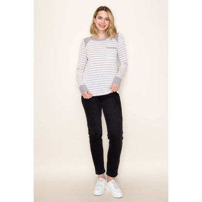 STACCATO - DOTTED STRIPE CREW NECK TOP