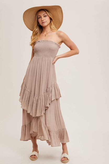 BOHO RUFFLE MIDI DRESS