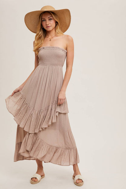 BOHO RUFFLE MIDI DRESS