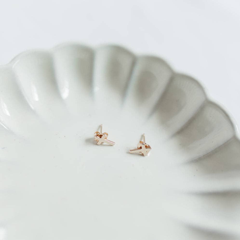 Barberry & Lace Handmade Jewelry - Cross Stud Earrings | 14k Gold Fill & Sterling Silver