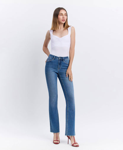 Lovervet - HIGH RISE CLEAN CUT RAW HEM BOOTCUT JEANS