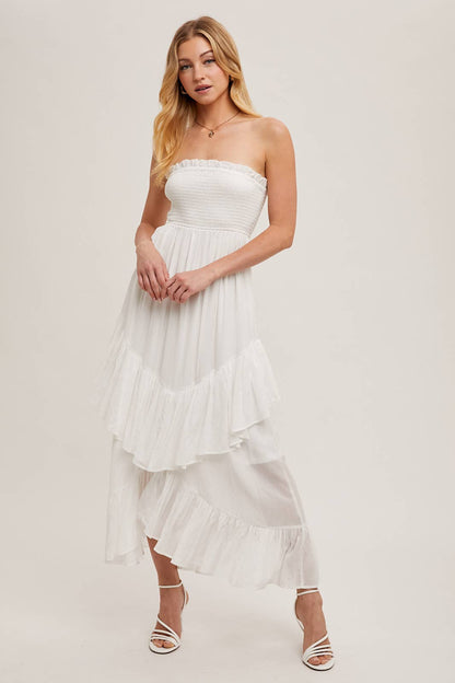 BOHO RUFFLE MIDI DRESS