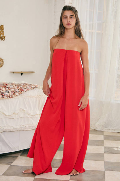 BUCKETLIST - Strapless Flowy Jumpsuit