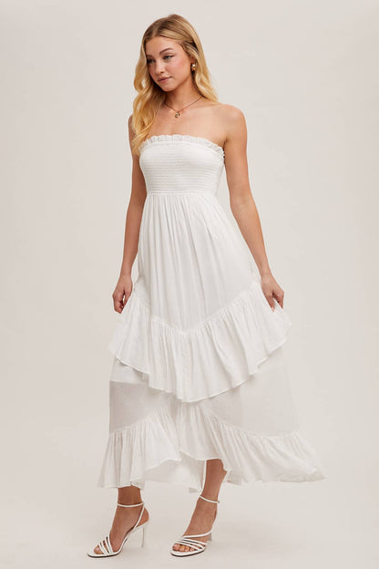 BOHO RUFFLE MIDI DRESS
