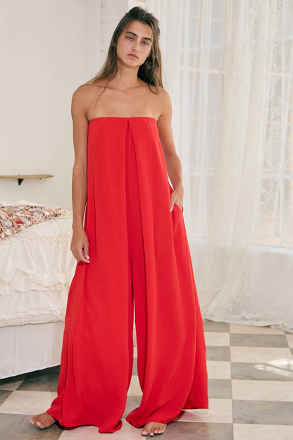 BUCKETLIST - Strapless Flowy Jumpsuit