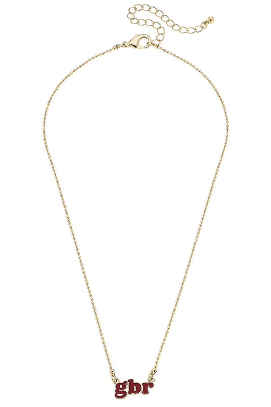 Canvas Style - Nebraska Huskers Slogan Necklace in Red/Shiny Gold